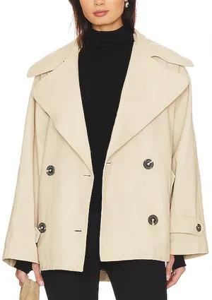 NWT Free People Highlands Peacoat Tea Combo Cream Canvas Cotton Size M thumbnail 1
