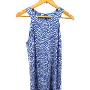 J.McLaughlin‎ Halter Maxi Dress M Medium Blue White Zebra Catalina Cloth Stretch thumbnail 2