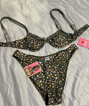 Strawberry milk on swim top and bottom thumbnail 1