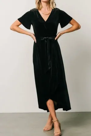 NWT Baltic Born Nadine Velvet Midi Dress Black Size Medium Party Wedding Holiday thumbnail 1