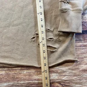 Aerie Oversized Beige Distressed Cropped Crewneck Sweater Large Stretch thumbnail 8