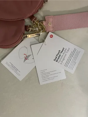 Lululemon Dual Pouch Wristlet Bag Heart Shaped Spice Chai Pink Haze Gold NWT thumbnail 7