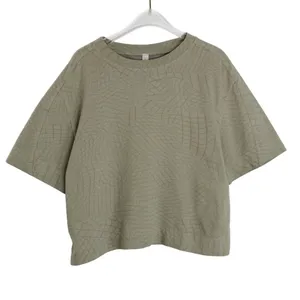 Lululemon Heavyweight Cotton T-Shirt Gradiating Grid Raw Linen Multi Size 8 thumbnail 6