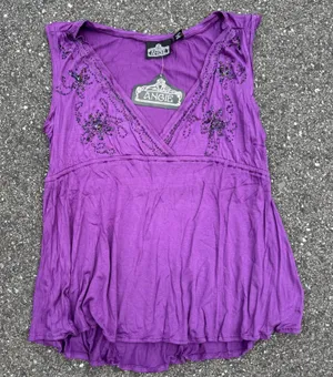 NWT Y2K Angie purple beaded v neck tank size M thumbnail 1