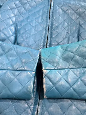 VTG Newport News Quilted Leather Jacket Size 6 Blue Collarless Zip Front thumbnail 13