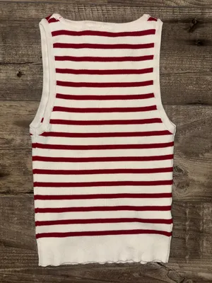 Double Zero Red and Cream Striped Tank thumbnail 2