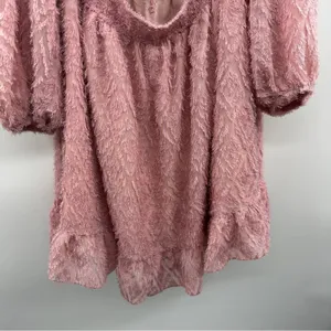 SHEIN Pink Feather Fringe Tie Open Front Long Sleeve Mini Dress Size 4XL‎ thumbnail 3