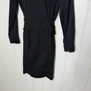 UNTUCKIT Angelina Black Button Front Belted Shirt Dress Long Sleeve Women 897 thumbnail 5