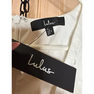 NWT Lulus Flirtatious in Florence White Ruffled Eyelet Cotton Mini Dress Sz L thumbnail 9