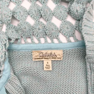 Cabelas Womens‎ Crochet Knit Hoodie Sweater Small Boho Cottage Festival Hippie thumbnail 7