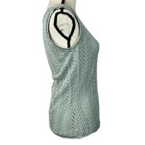 Calvin Klein Jeans Large Top Crochet Sleeveless Semi-Sheer Stretch Round Neck thumbnail 3