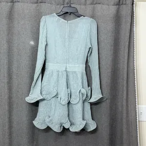 Aura Greta Tiered Ruffle‎ Chiffon Dress Olive Size Large thumbnail 5
