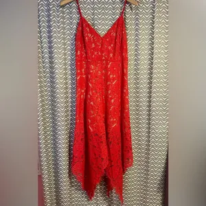 Lulus | One Wish Red Lace Midi Dress, size M thumbnail 4