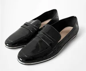 Mango Black Patent Faux Leather Loafers Shoes Size 6 thumbnail 4