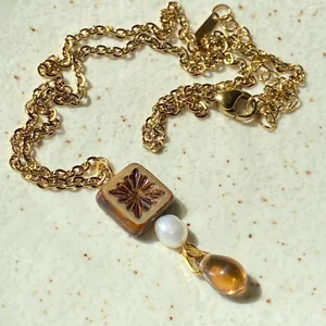 Handmade unique quality Czech glass beads & freshwater pearl necklace🌿✨ thumbnail 5