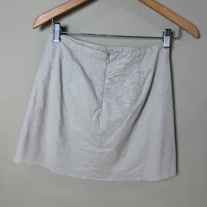 PRINCESS POLLY New Cariss Linen Blend Mini Skirt Beige Tan Size 4 thumbnail 6