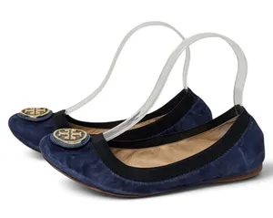 Tory Burch Caroline 2 Soho Lux Clare Blue Black Suede Ballet Flats US 8 Preowned thumbnail 1