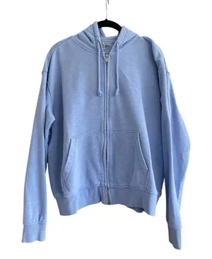 H&M Light Blue Marled Zip Up Hoodie Size Small thumbnail 1