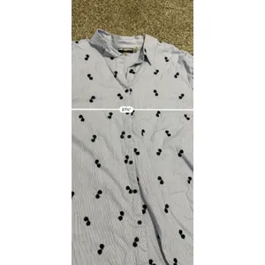 Karl Lagerfeld Paris Women 2X Blue Pinstripe Sunglasses Embroidered Cotton Shirt thumbnail 6