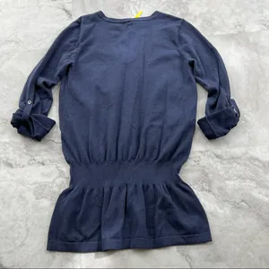 Lole 3/4 Sleeve Blue Sweater‎ Top Drop Waist Size Medium M thumbnail 3