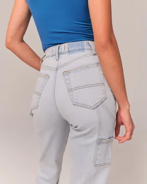 Abercrombie & Fitch The 90s Ultra High Rise Carpenter Jean White thumbnail 4