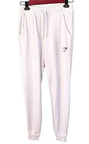 Size Small White Jogger Pants Tapered Ankle PUll On Drawstring thumbnail 1