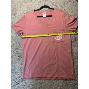 Victoria's Secret PINK V-Neck Pocket T-Shirt Women L Pink Short Sleeve thumbnail 5
