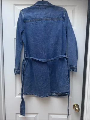 Habitual Long Sleeve Tie-Waist Denim Dress, size Medium thumbnail 5