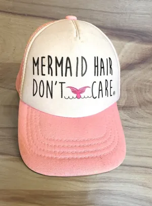 Grom Squad Girls Mermaid Hair Don’t Care Trucker Hat Pink 6-18M Adjustable 2T 3T 4T thumbnail 1