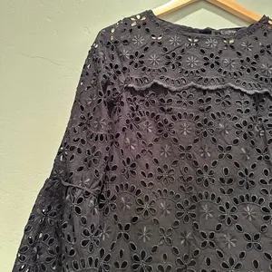 J.Crew Black Bell Sleeve Dress Embroidered Eyelet Size‎ 4 thumbnail 5