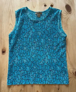 Stylish Blue‎ Patterned Tank Top Blue Size M thumbnail 1