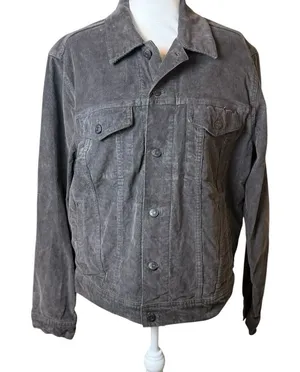 Madewell Womens‎ Gray Corduroy Jacket Medium Trucker Classic Fall Neutral Casual thumbnail 1
