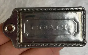 COACH Silver Patent Leather Fob Bag Charm Hang tag Hangtag thumbnail 1