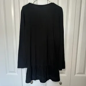 Y2K Black Peasant Top Tunic Henley Lace Trim XL Babydoll Gothic Bella Swan Elena thumbnail 6