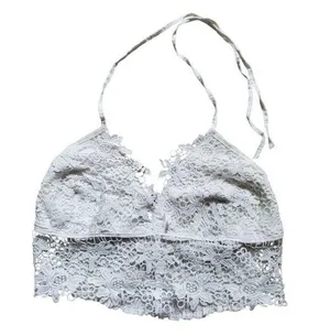 Anthropologie(?) Tank Halter Top Women Small Lace Crochet Crop Beach Party Boho thumbnail 1