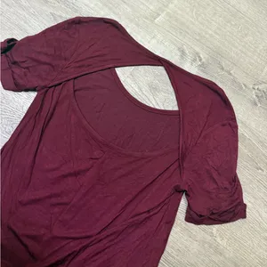 •So• Burgundy Cut Out Relaxed Tee Shirt thumbnail 4