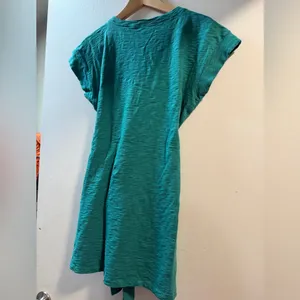 J.Crew Teal Tie Front Tee Dress Slub Cotton Cap Sleeve Casual Size M thumbnail 4