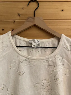 St John Small Butterfly Sequin Knit Tank Crop Top Coquette Dainty Preppy Summer thumbnail 2