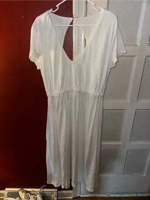 Beach Break White Dress XL Open Cutout Back Casual Beach Midi Coastal Cottage thumbnail 4
