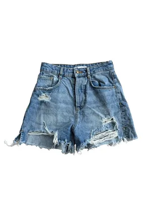 ZARA Cutoff Distressed Denim Shorts Size 2 thumbnail 5