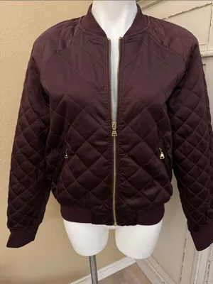 Express Quilted Bomber Jacket in Dark Burgundy - Women's thumbnail 1