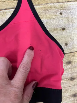 Lorna Jane Women’s Black Mesh Racerback Sports Bra with Red Underlay Size XS(?) thumbnail 6