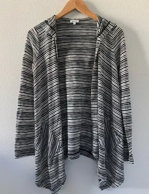 Splendid Womens Striped hooded‎ Sweater Cardigan thumbnail 1