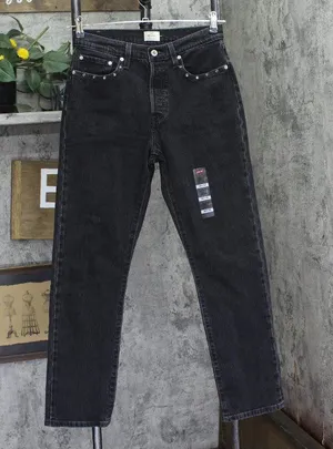 NEW Levi's Original 501 Straight Jeans Button Fly Studded Pocket Black 28x30 thumbnail 1