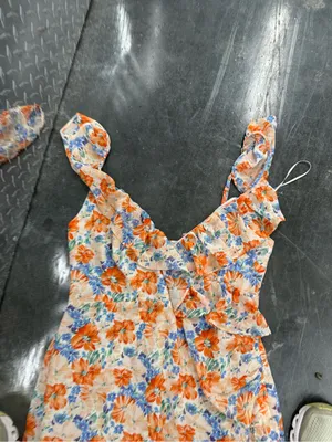 Astr Floral Ruffle Maxi Dress — Orange, Blue & Cream thumbnail 2