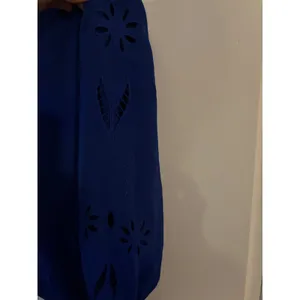 Hawthorn Blue V Neck 3/4 Sleeve Laser‎ Cut Detail Blouse Women Large thumbnail 8