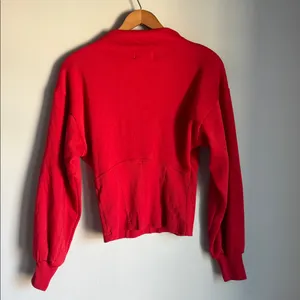 Maeve by Anthropologie Red Corset-Waist Mock Neck Pullover Sweater XS thumbnail 7