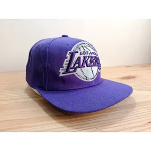Mitchell & Ness LA Lakers Snapback Hat Purple NBA Rhinestone Logo Cap thumbnail 2