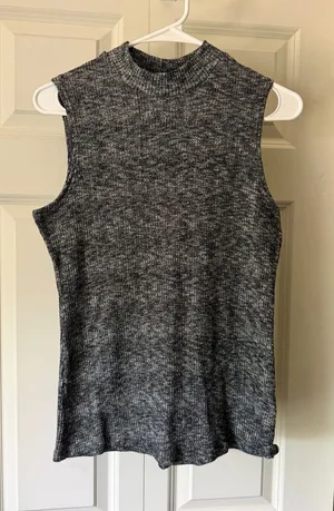 Sleeveless Mock Neck Rib Knit Top thumbnail 1