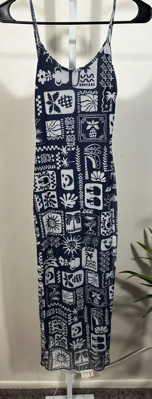 X95. See You Monday Blue and White Patterned Top thumbnail 1
